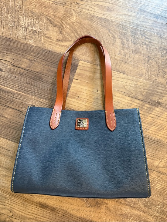 Dooney & Bourke Handbags - Dooney & Bourke Navy satchel tote bag with Brown Leather Trim
